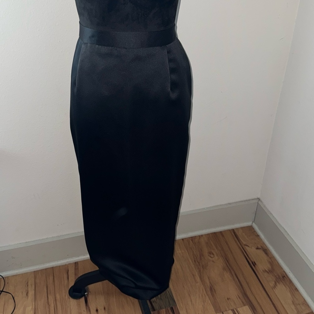 Susan Miller Tailored satin black pencil long dressy classic skirt sz‎ 10 Petite